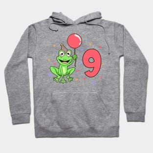 I am 9 with frog - kids birthday 9 years old Hoodie